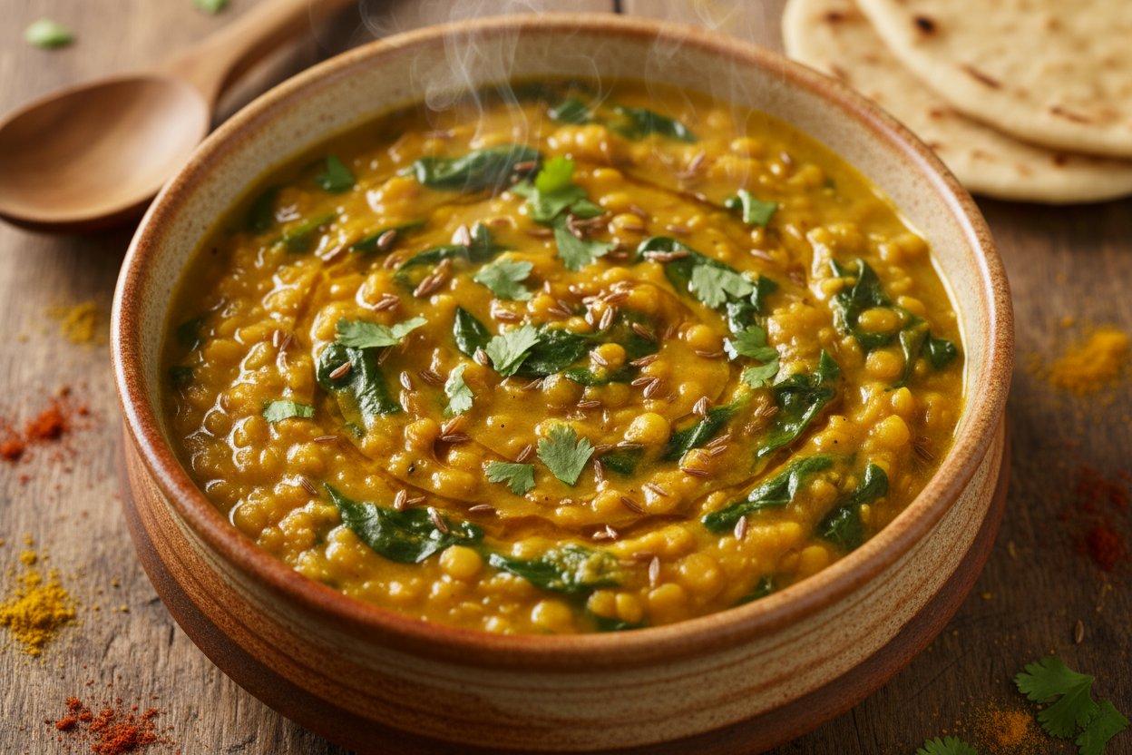 DAL DE LENTEJAS & ESPINACAS A LA INDIA