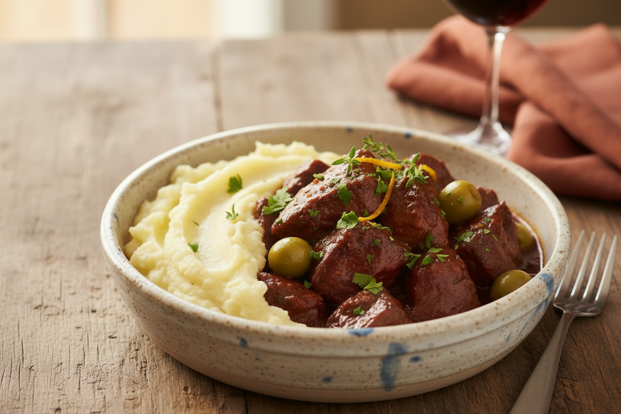 DAUBE DE TERNERA ESTILO PROVENZAL PURE DE PATATA