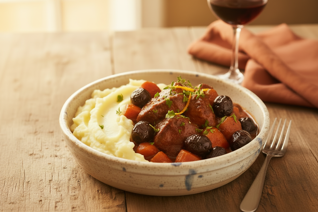 DAUBE DE TERNERA ESTILO PROVENZAL PURE DE PATATA