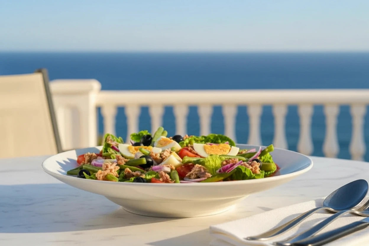 ENSALADA NIÇOISE DE ATÚN, JUDÍAS VERDES & PATATA VIOLETA