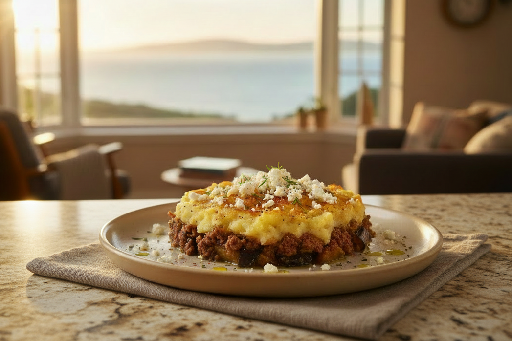 GRATÉN MEDITERRÁNEO DE TERNERA CON BERENJENA Y FETA