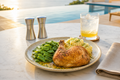 pollo mostaza patata judia verde