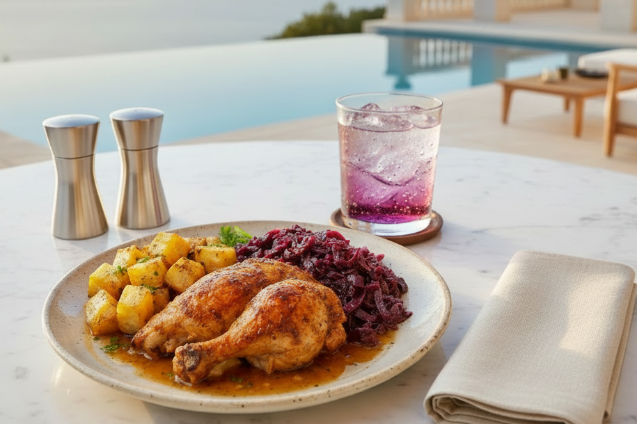 POLLO ASADO AL ESTILO TRADICIONAL DE LOS BALCANES