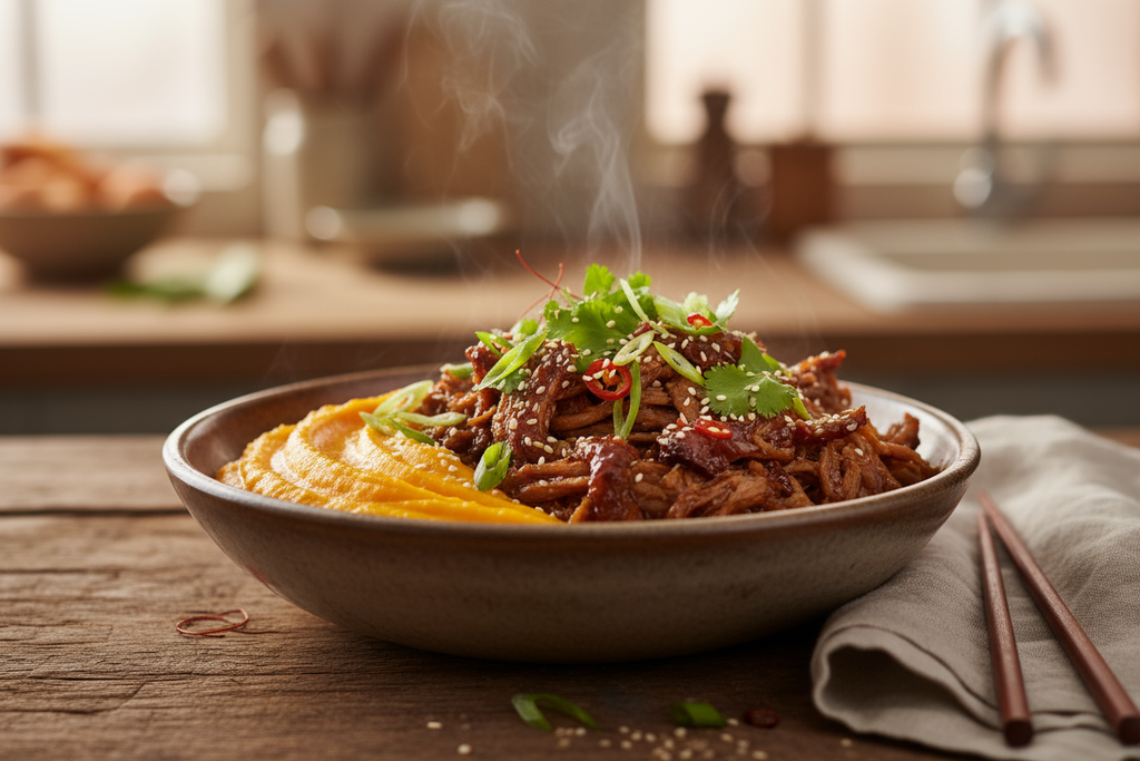 PULLED PORK ASIÁTICO - PURÉ DE ZANAHORIA SEDOSO CONFORT FOOD