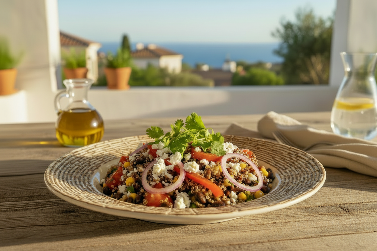 ENSALADA MEXICANA DE QUINOA CON FETA, Y SALSA DE LIMA